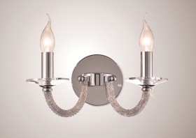 Elena Polished Chrome Crystal Wall Lights Diyas Armed Wall Lights